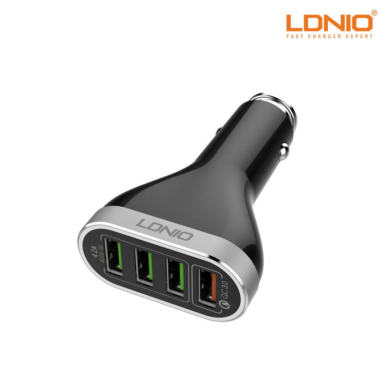 LDNIO Qualcomm 2.0 (6.6A) USB Port Adaptive Fast Car Charger with Data Cable (C701Q)