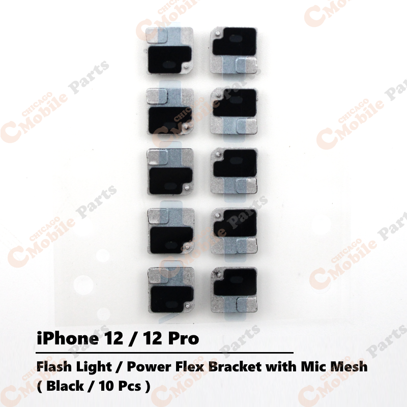 iPhone 12 / 12 Pro Flashlight / Power Flex Bracket with Microphone Mesh ( Black / 10 Pcs )