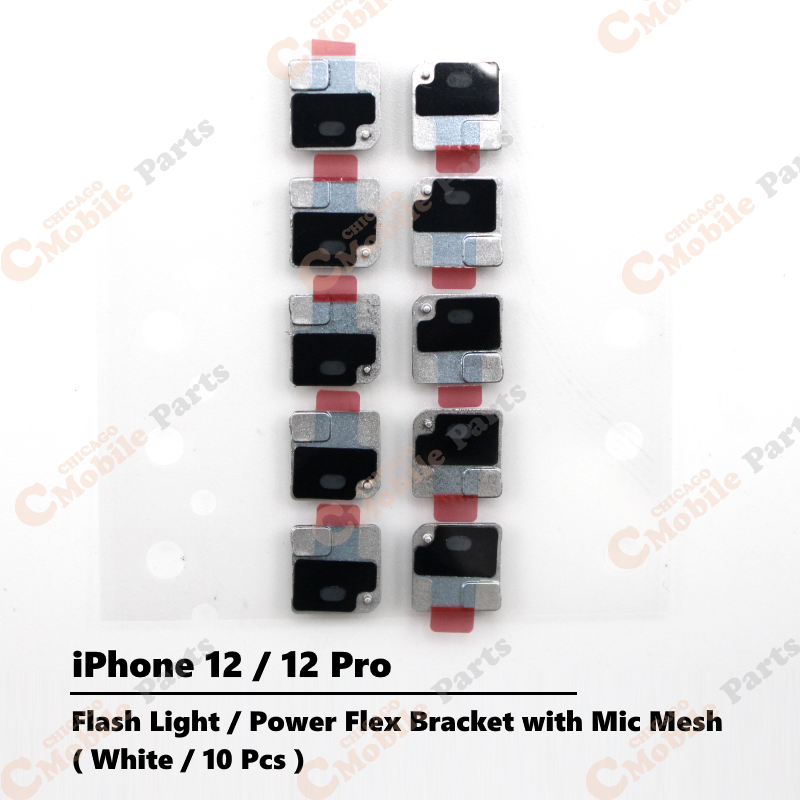 iPhone 12 / 12 Pro Flashlight / Power Flex Bracket with Microphone Mesh ( White / 10 Pcs )