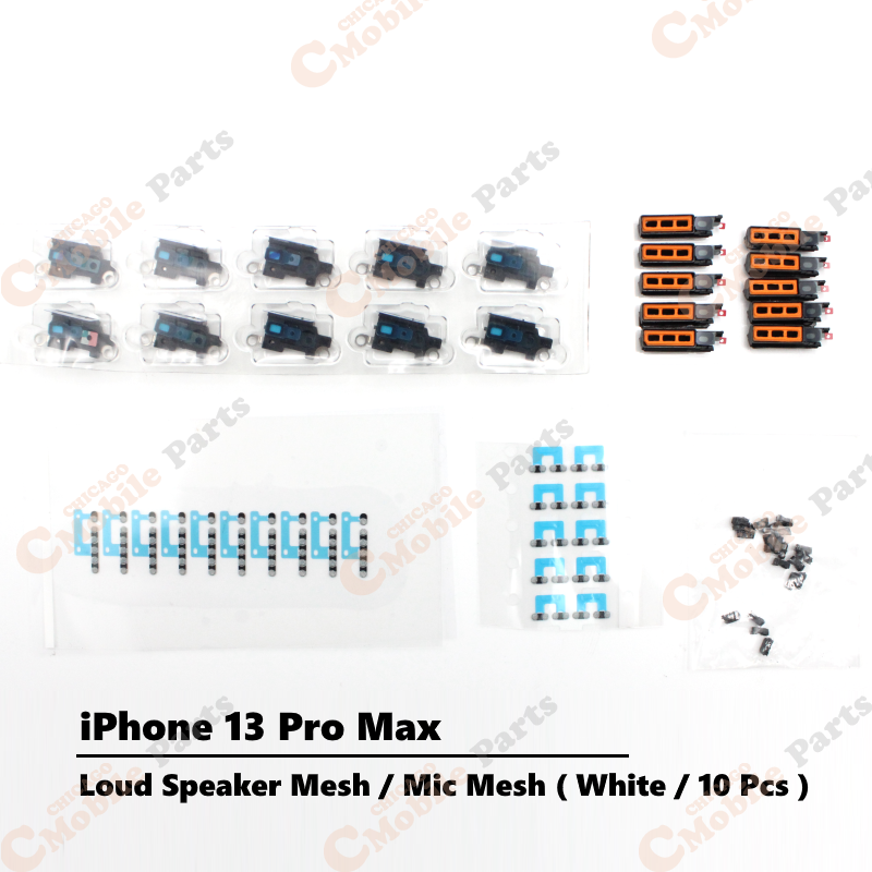 iPhone 13 Pro Max Loud Speaker Loudspeaker Mesh / Microphone Mic Mesh ( White / 10 Pcs )
