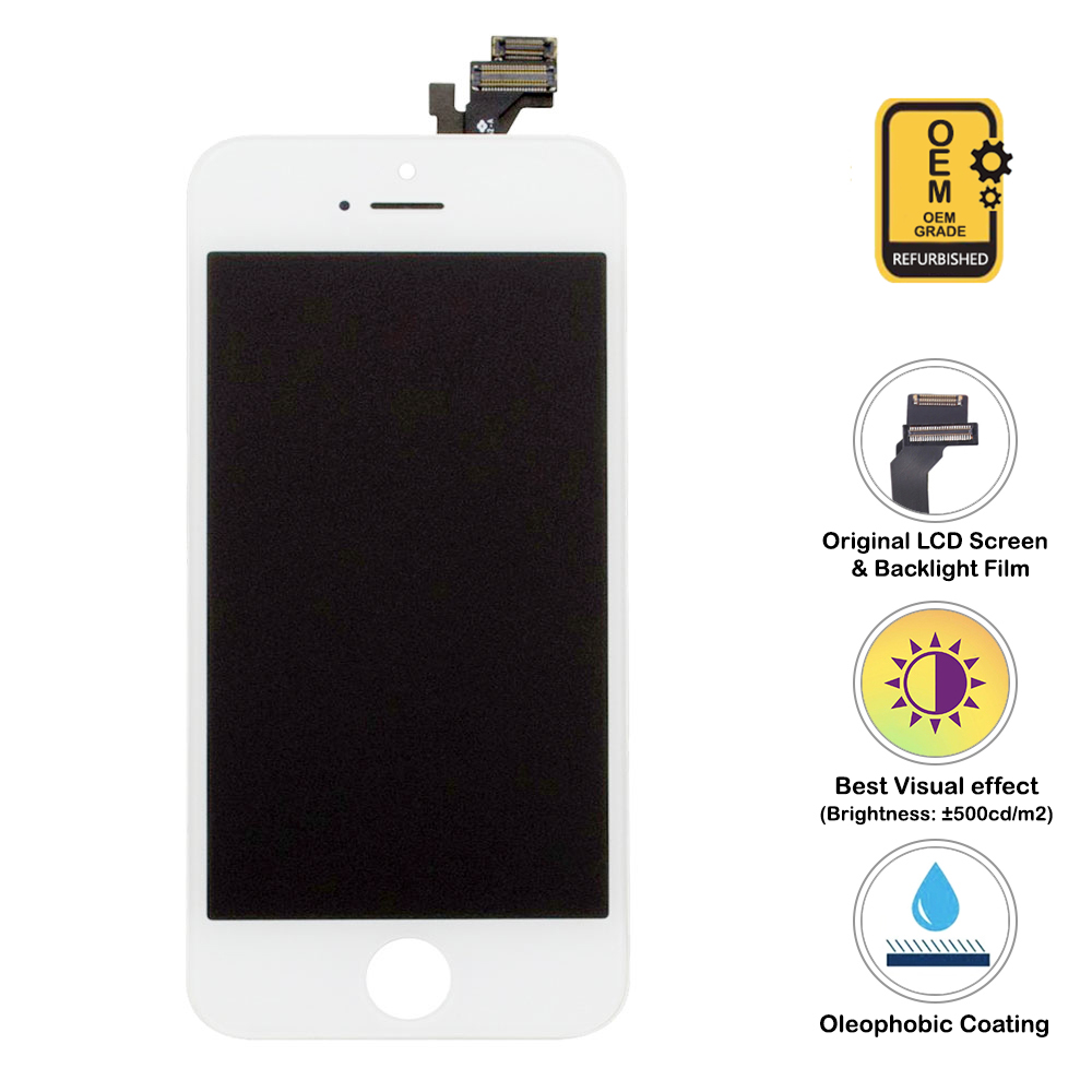 iPhone 5 LCD Assembly (OEM Grade. Refurbished) – White