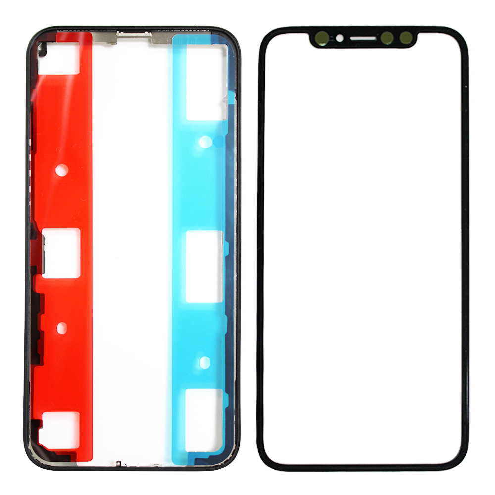 iPhone X Front Glass ( Pre-installed OCA Glue ) & LCD Frame ( Pre-installed Adhesive ) Set