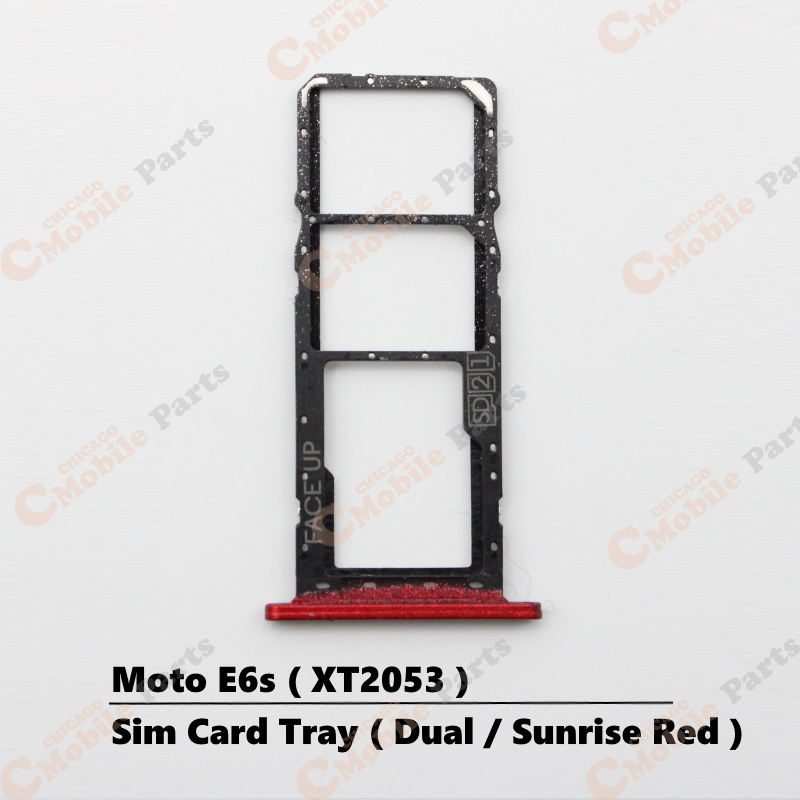 Motorola Moto E6s Dual Sim Card Tray Holder ( XT2053 / Dual / Sunrise Red )