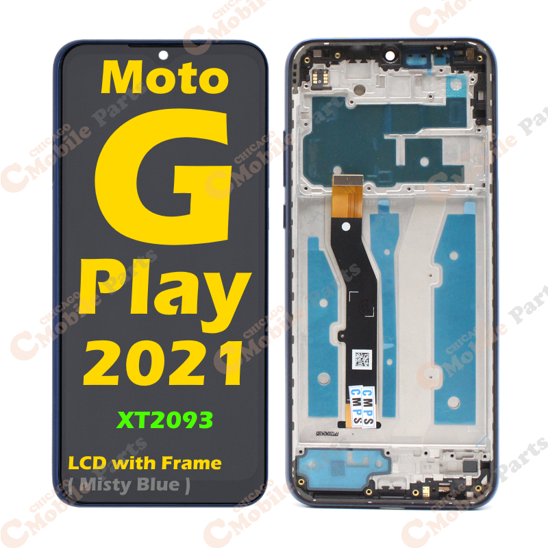 Motorola Moto G Play 2021 LCD Screen Assembly with Frame ( XT2093 / Refurbished OEM / Misty Blue )