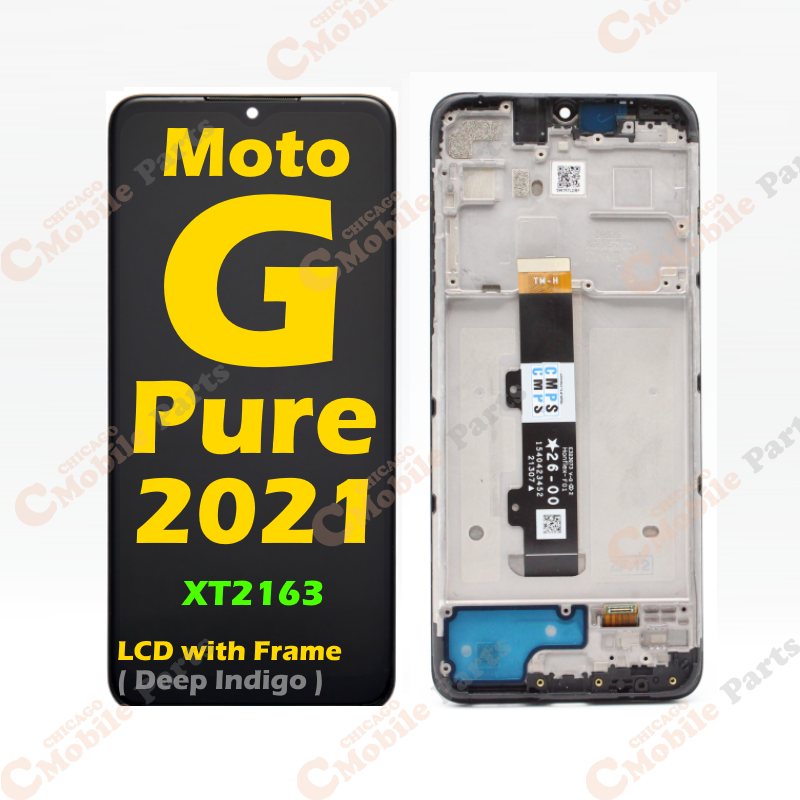 Motorola Moto G Pure 2021 LCD Screen Assembly with Frame ( XT2163 / Refurbished / Deep Indigo )