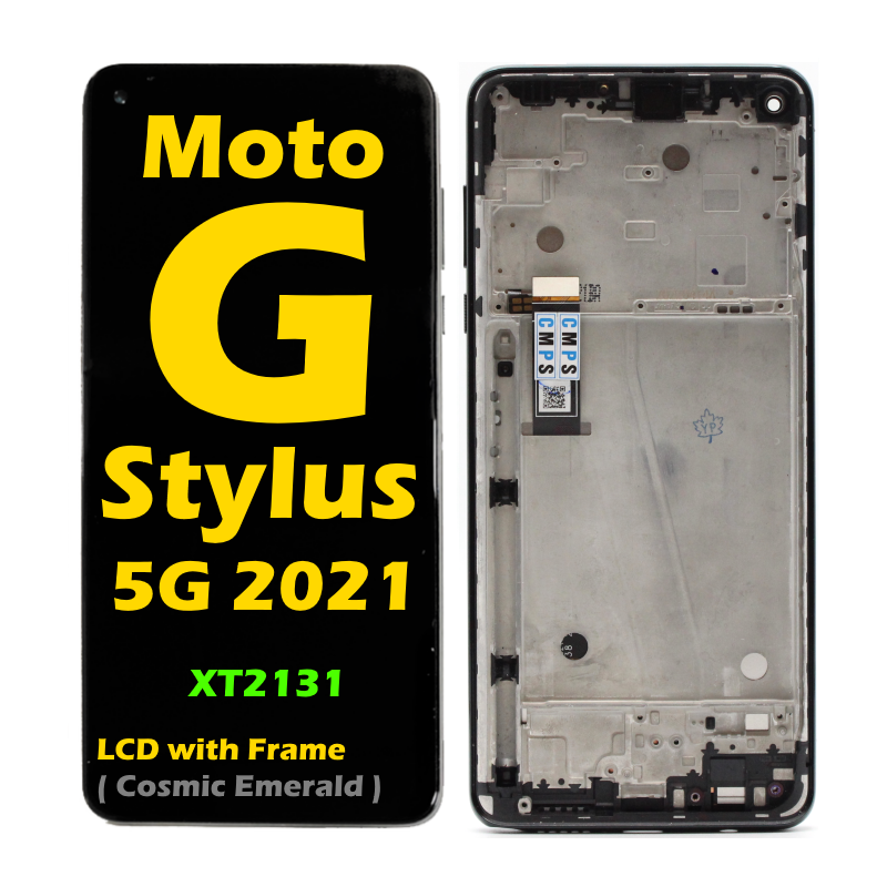 Motorola Moto G Stylus 5G 2021 LCD Screen Assembly with Frame ( XT2131 / Cosmic Emerald )