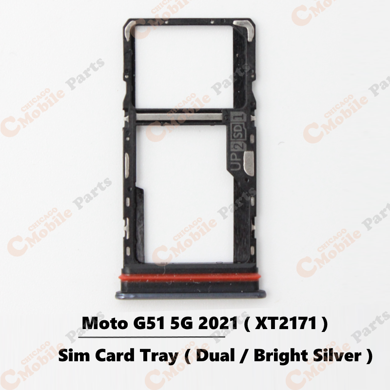 Motorola Moto G51 5G 2021 Dual Sim Card Tray Holder ( XT2171 / Bright Silver / Dual )