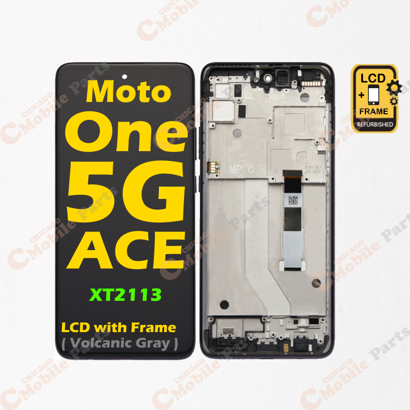 Motorola Moto One 5G Ace LCD Screen Assembly with Frame ( XT2113 / Volcanic Gray / Refurbished )