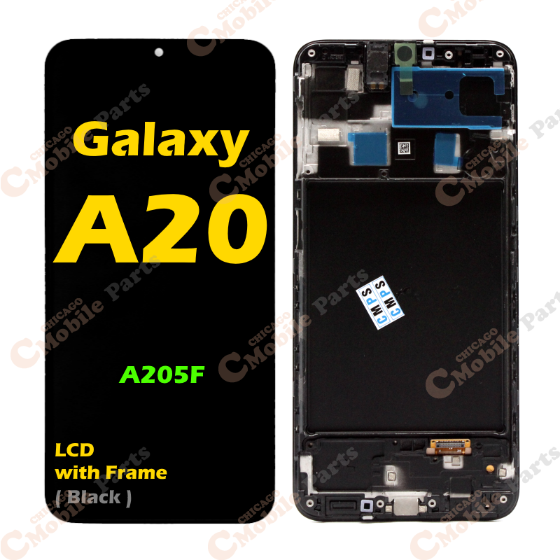 Galaxy A20 LCD Screen Assembly with Frame ( A205F / International Version / Black )