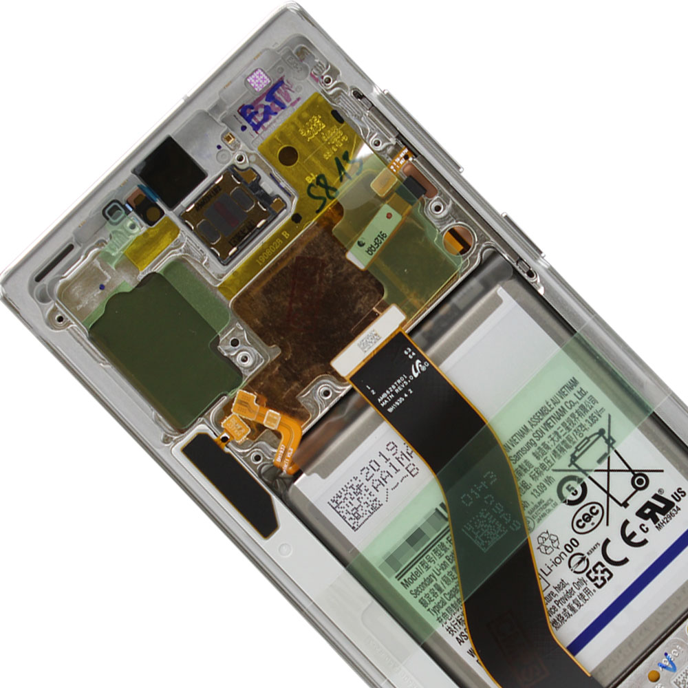 Galaxy Note 10 LCD Screen Assembly with Frame (Pre-installed Small Components) - ( OEM Grade / Aura White )