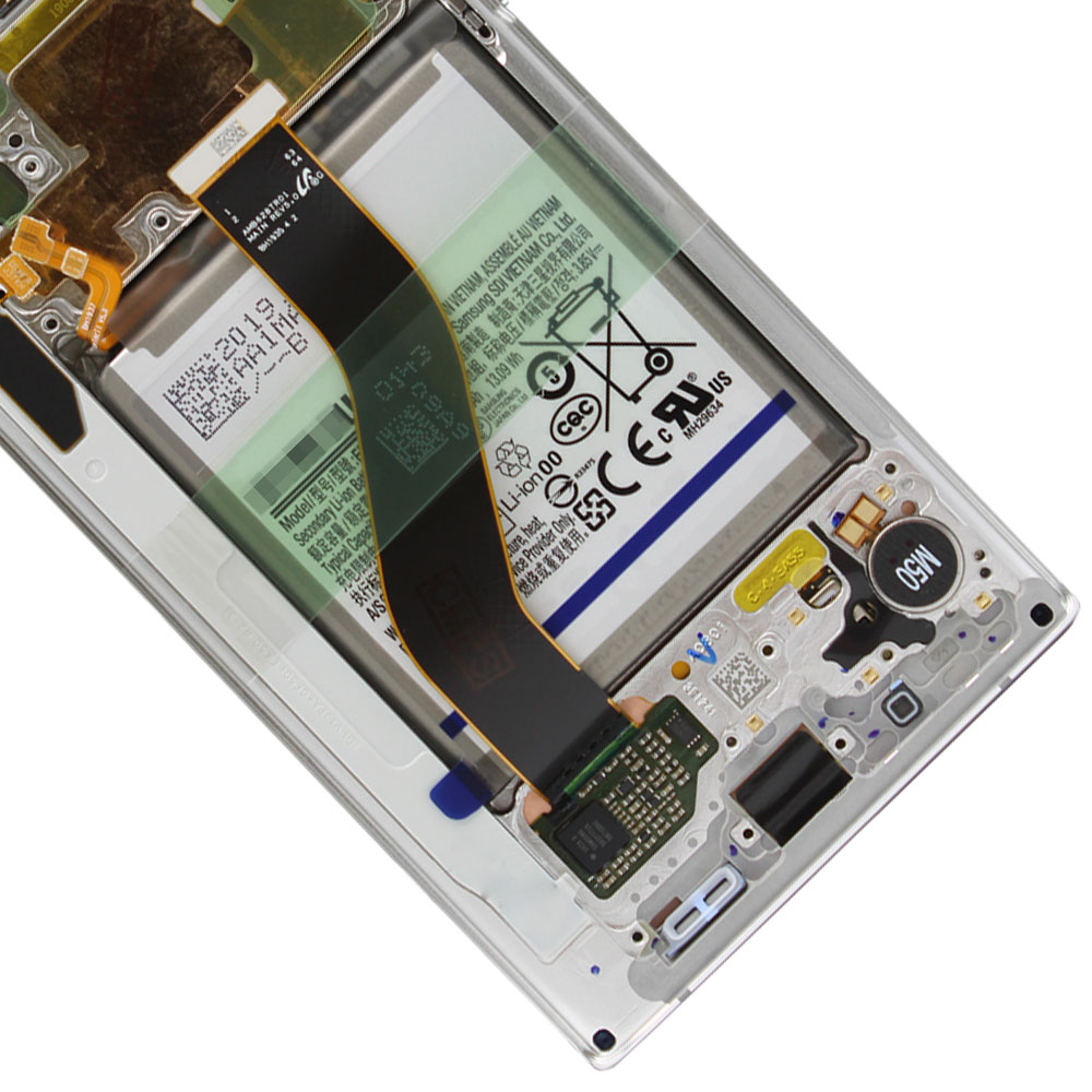 Galaxy Note 10 LCD Screen Assembly with Frame (Pre-installed Small Components) - ( OEM Grade / Aura White )