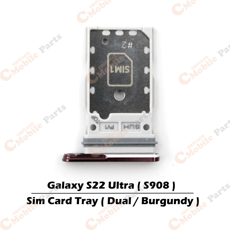 Galaxy S22 Ultra Dual Sim Card Tray Holder ( S908 / Dual / Burgundy )