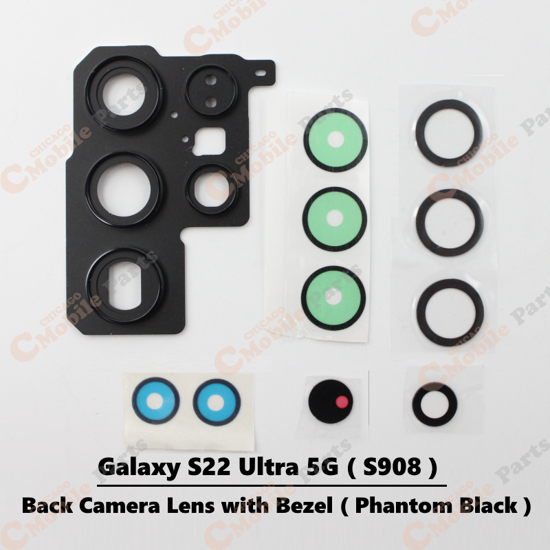 Galaxy S22 Ultra 5G Rear Back Camera Lens with Bezel ( S908 / Phantom Black )
