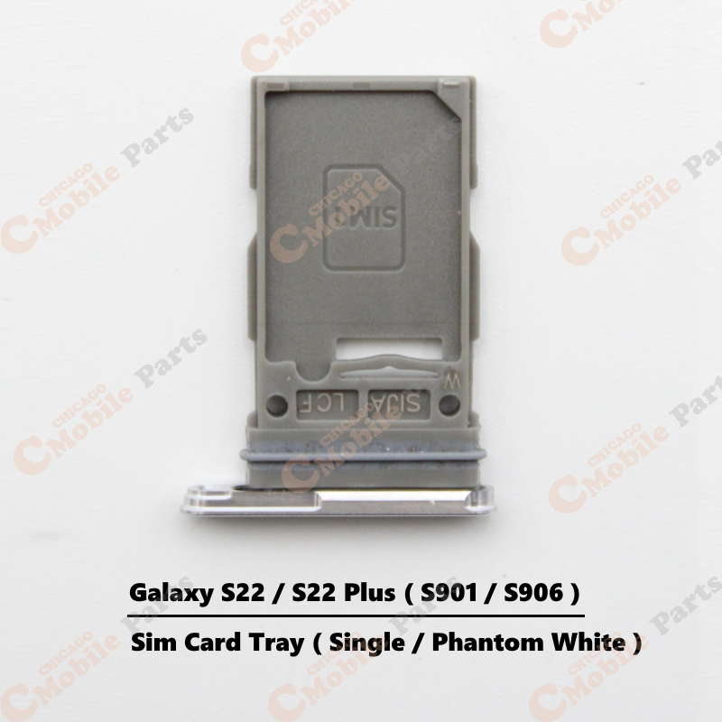 Galaxy S22 / S22 Plus Single Sim Card Tray Holder ( S901 / S906 / Single / Phantom White )