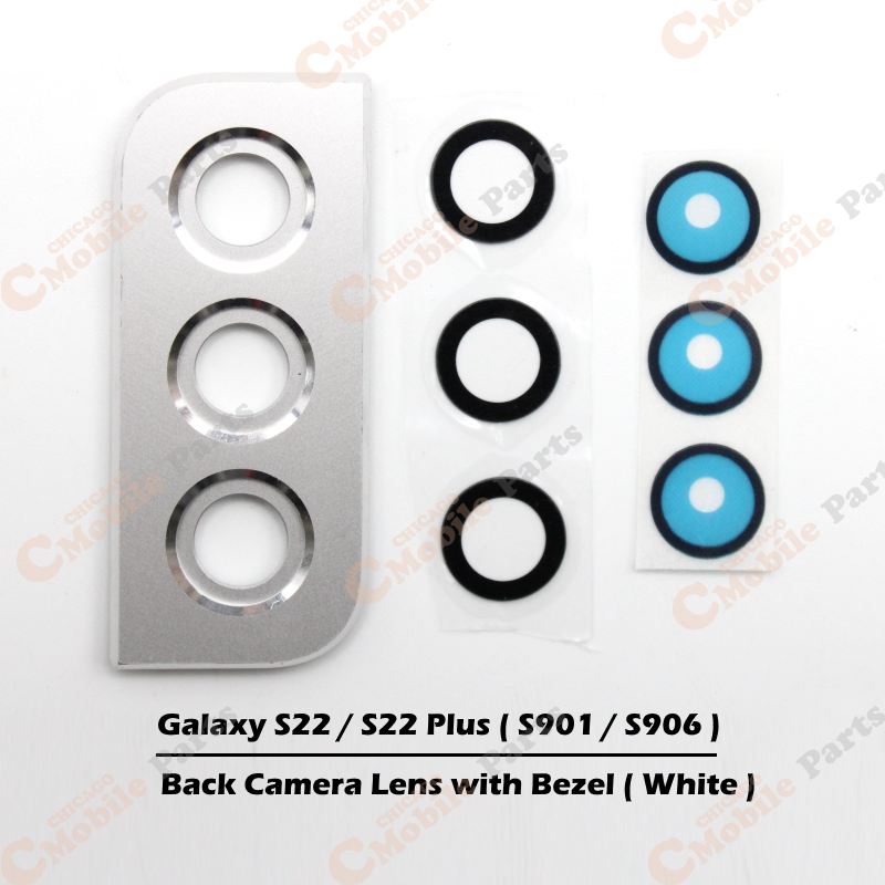Galaxy S22 / S22 Plus Rear Back Camera Lens with Bezel ( S901 / S906 / White )