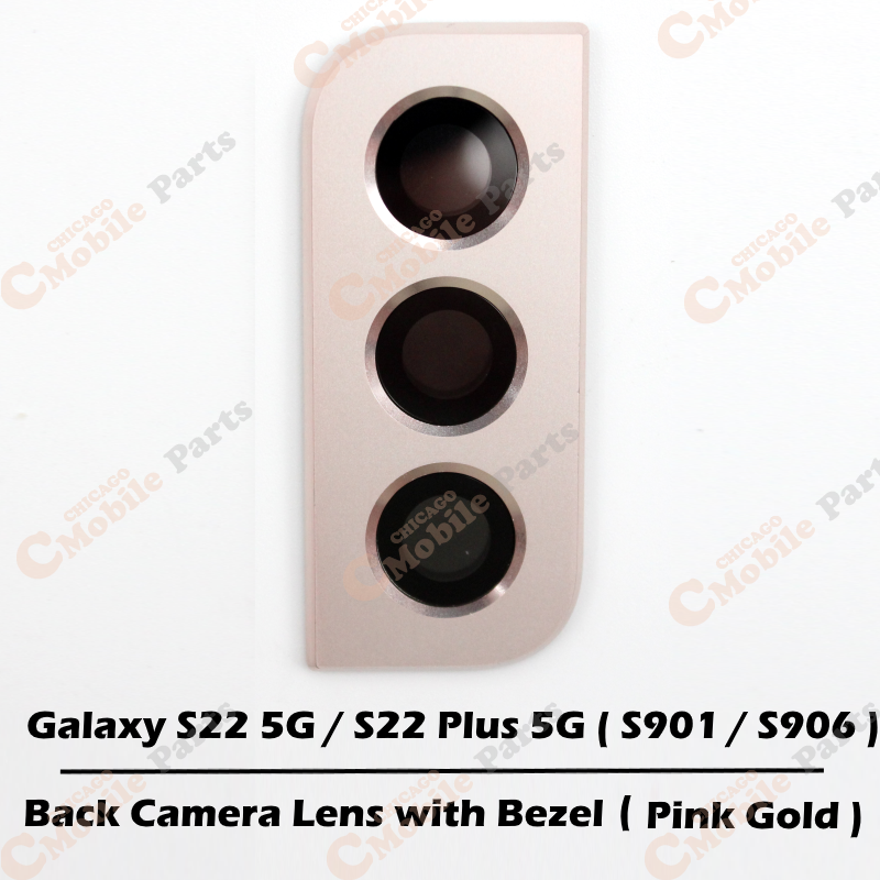 Galaxy S22 / S22 Plus Rear Back Camera Lens with Bezel ( S901 / S906 / Pink Gold )