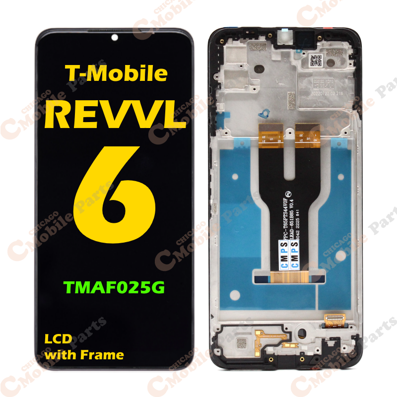 LCD Display + Touch Screen Digitizer With Frame For T-Mobile REVVL 6 Pro 5G – Black