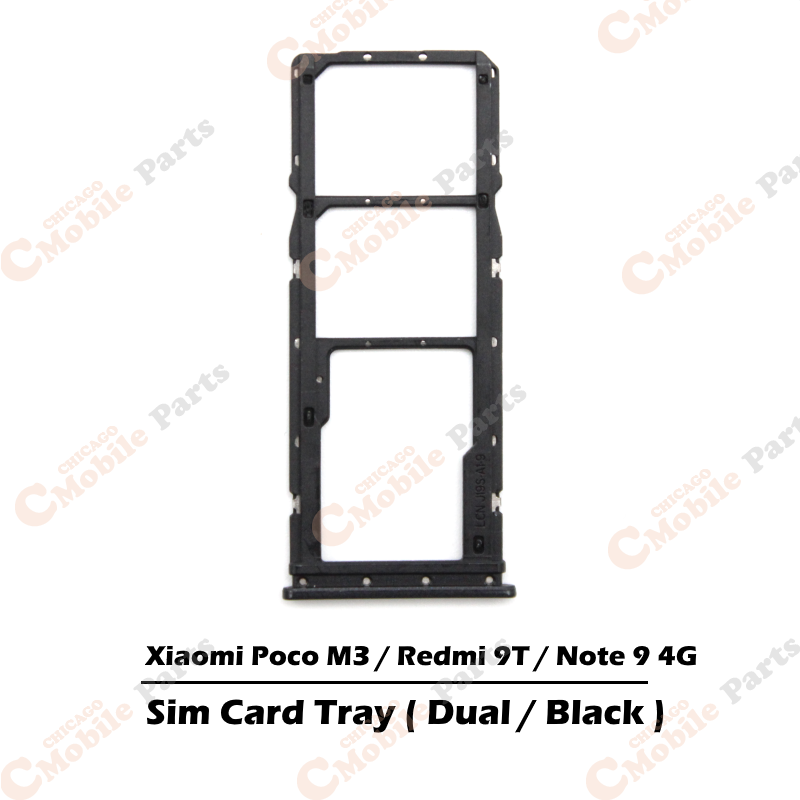 Xiaomi Poco M3 / Redmi 9T / Note 9 4G Dual Sim Card Tray Holder ( Dual / Black )