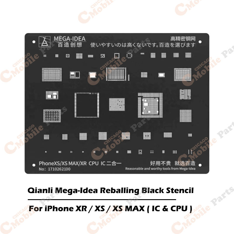 QIANLI Mega-Idea Reballing Black Stencil (IC & CPU) for iPhone XR / XS / XS Max