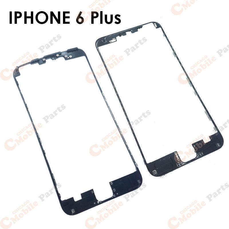 Black Front Middle Frame /w Glue for iPhone 6 Plus (x2)