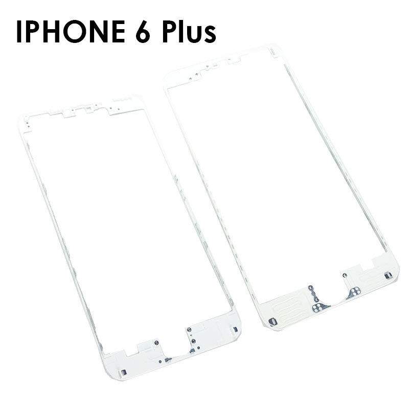 White Front Middle Frame /w Glue for iPhone 6 Plus (x2)